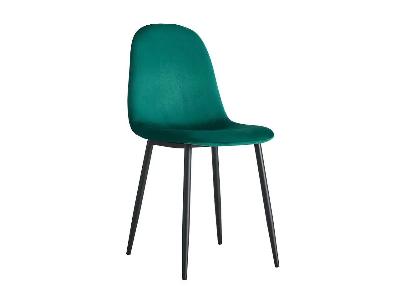 Lot de 6 chaises SCANDINAVE en velours pieds métal noir - Vert
