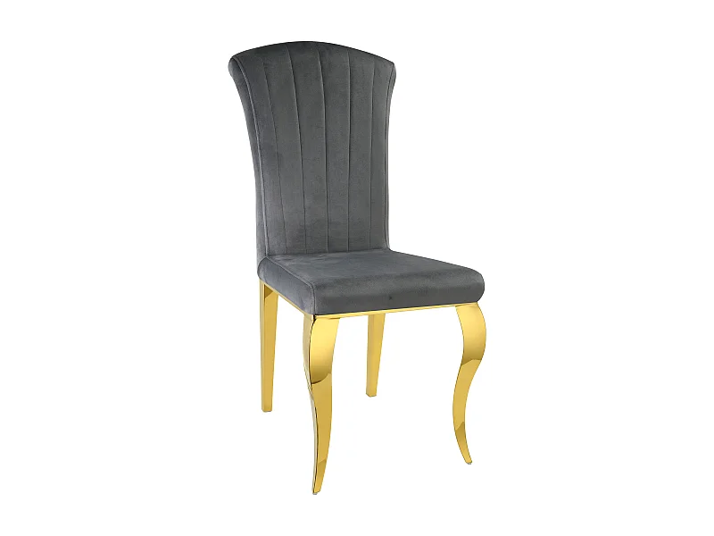 Lot de 6 Chaises baroque LOUIS Gold Velours Anthracite