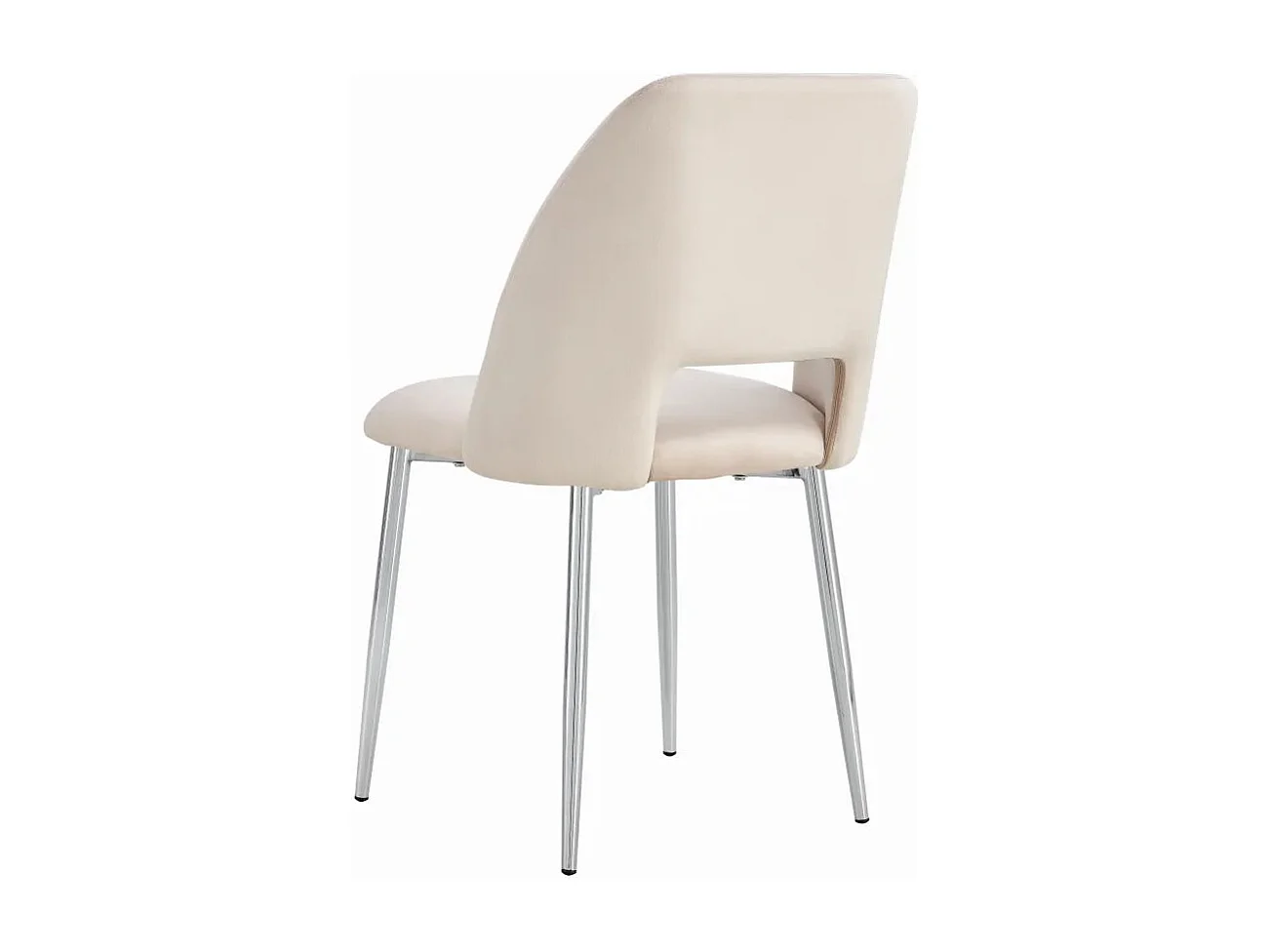 Lot de 4 chaises AVA Chrome en Velours - Beige
