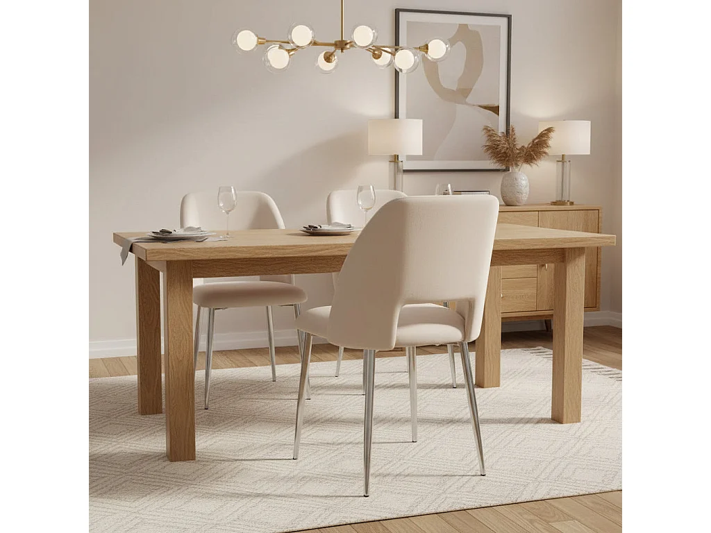 Lot de 4 chaises AVA Chrome en Velours - Beige