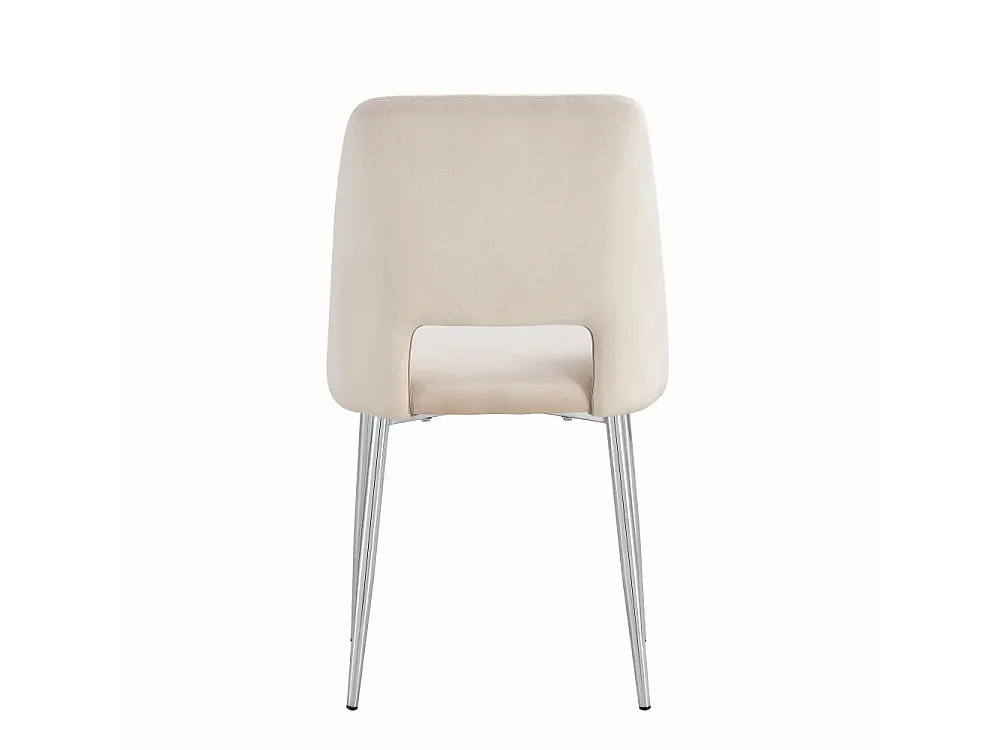 Lot de 4 chaises AVA Chrome en Velours - Beige
