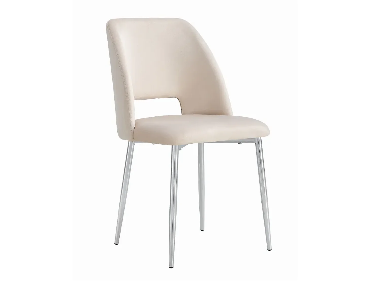 Lot de 4 chaises AVA Chrome en Velours - Beige