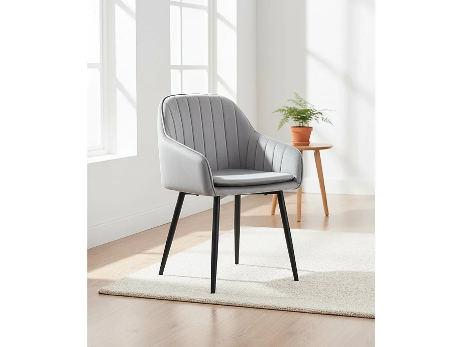 Lot 2 Chaises Salle à Manger Velours Gris Pieds Noir 45x46x82cm – PAMS