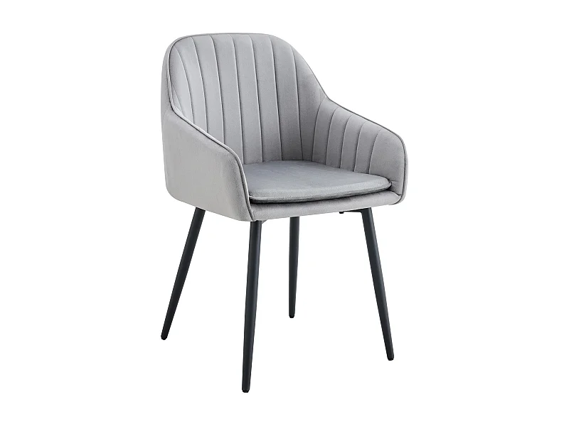 Lot 2 Chaises Salle à Manger Velours Gris Pieds Noir 45x46x82cm – PAMS