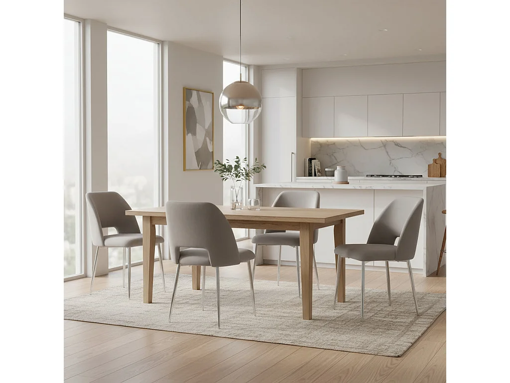 Lot de 4 chaises AVA Chrome en Velours Gris