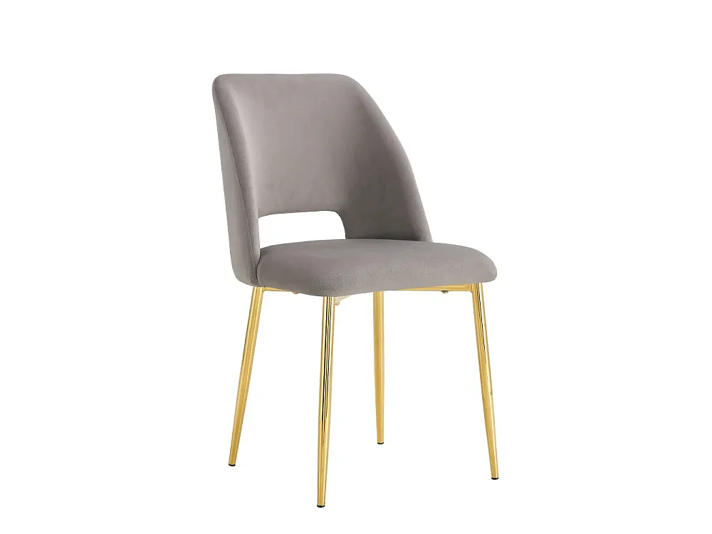 Lot 4 Chaises Salle à Manger Velours Gris Pieds Gold Design Moderne – AVA