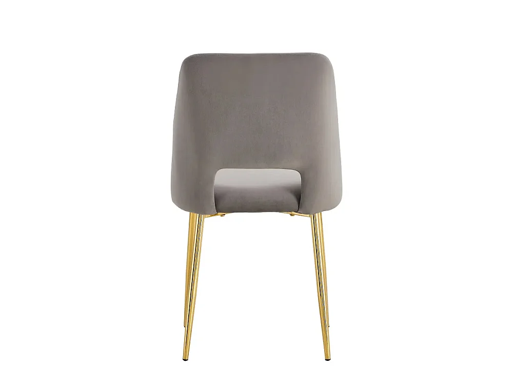 Lot 4 Chaises Salle à Manger Velours Gris Pieds Gold Design Moderne – AVA