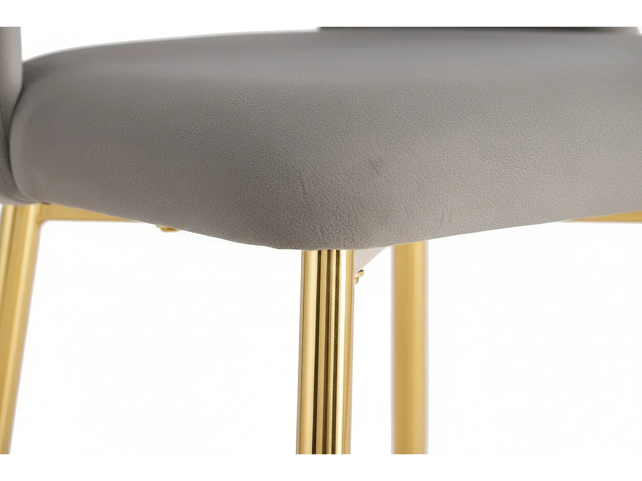 Lot 4 Chaises Salle à Manger Velours Gris Pieds Gold Design Moderne – AVA