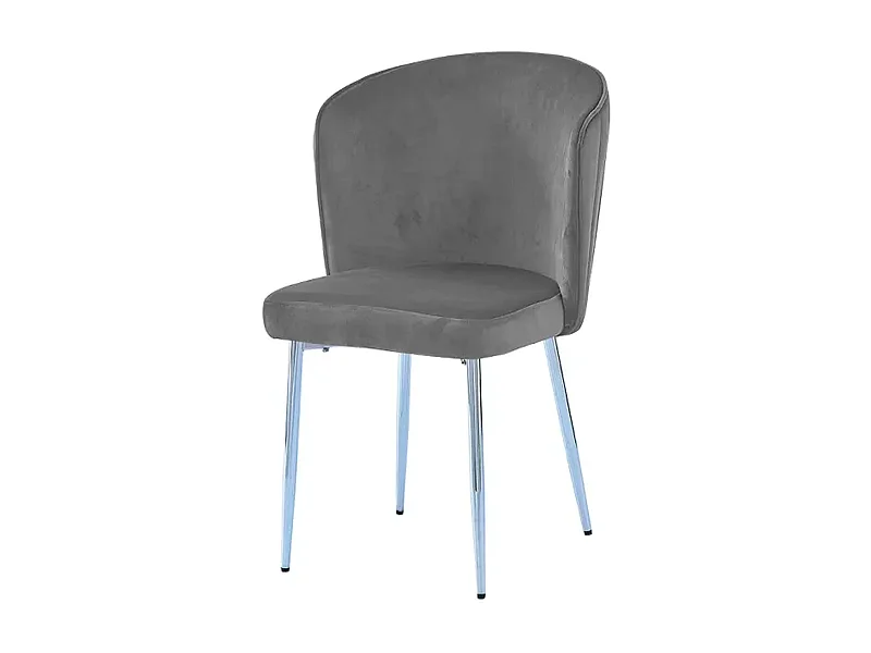 Lot de 4 chaises moderne DIANA chrome velours - Anthracite