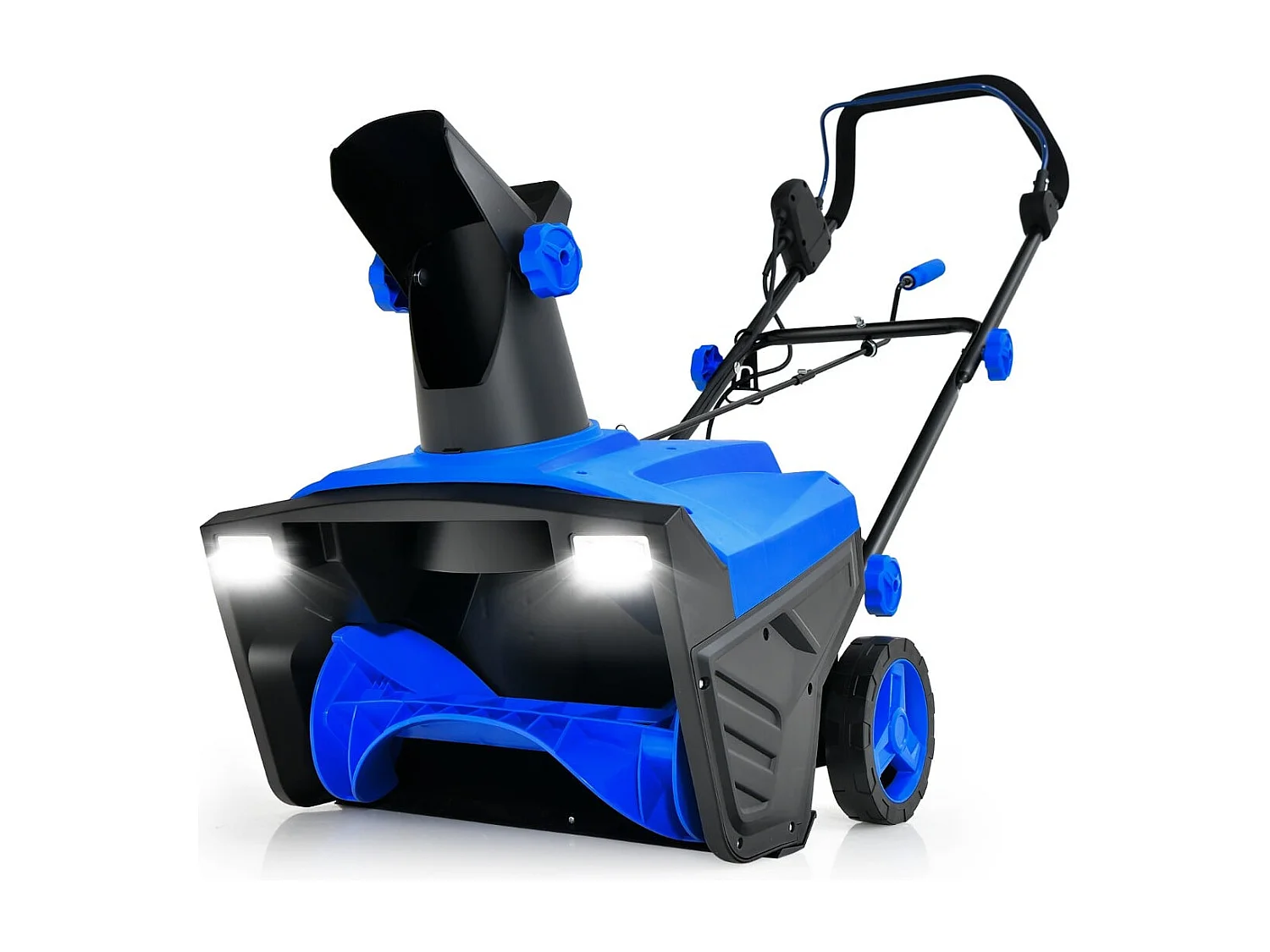 Fraise à neige électrique avec lampes LED Déblayeuse 118 x 51 x 96 cm Bleu + Noir