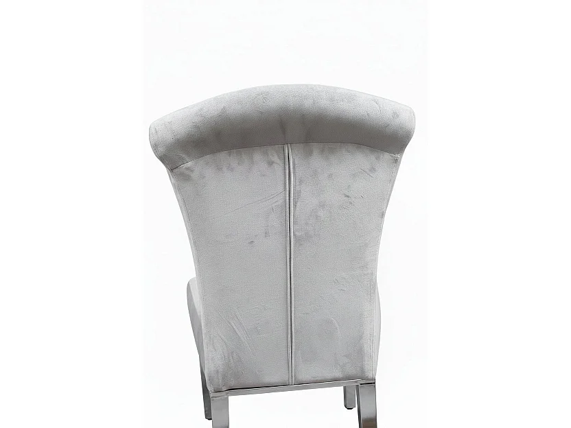 Lot de 6 Chaises Salle à Manger Baroque – Velours Gris & Pieds Chromés