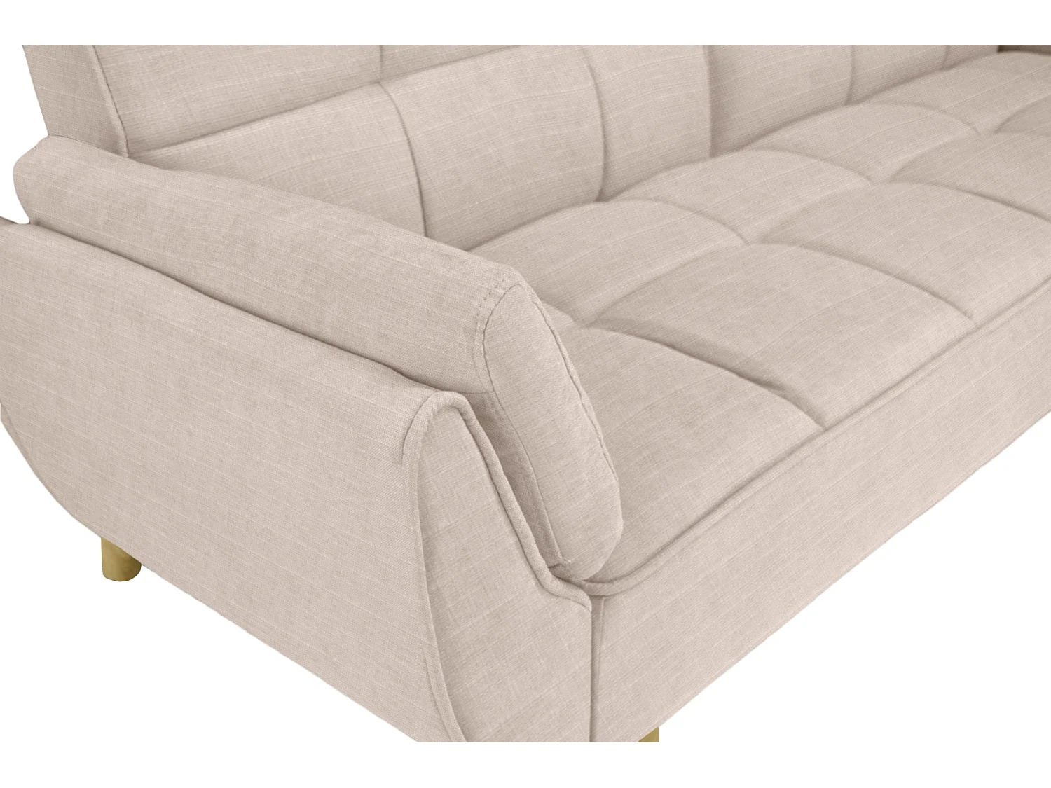 Divano letto clic clac in tessuto beige – Ambra piede legno naturale