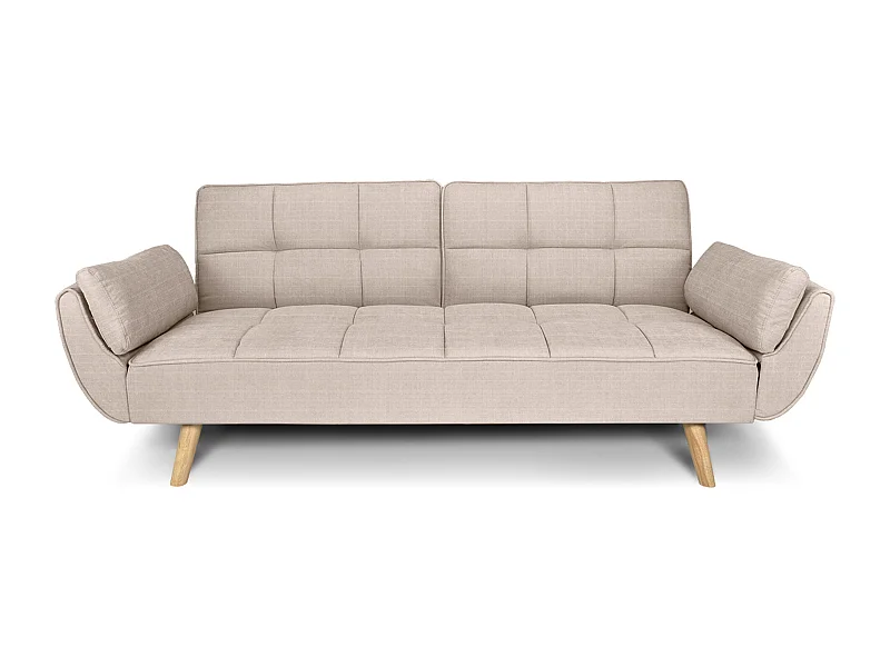 Divano letto clic clac in tessuto beige – Ambra piede legno naturale
