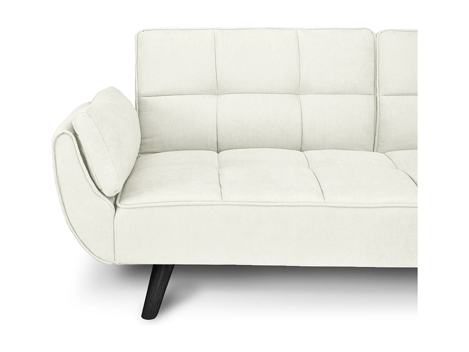 Divano letto clic clac in tessuto vellutato avorio – Ambra piede legno nero