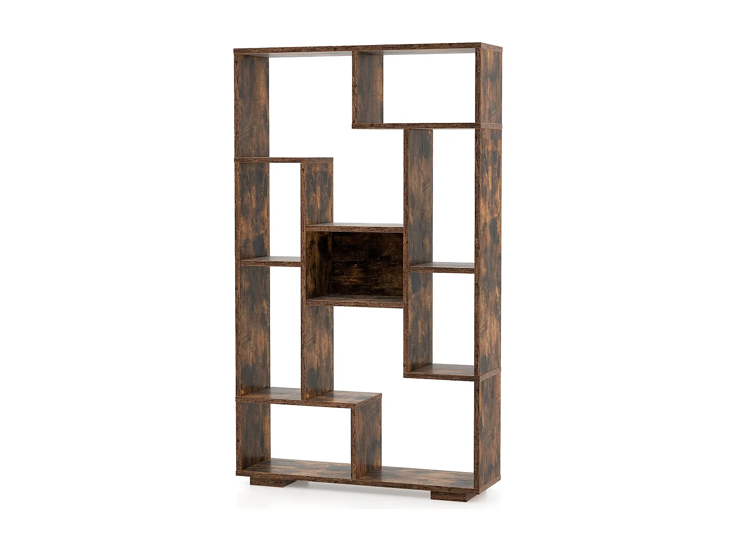 Bibliothèque moderne avec étagères ouvertes & anti-basculement Étagère polyvalente géométrique brune