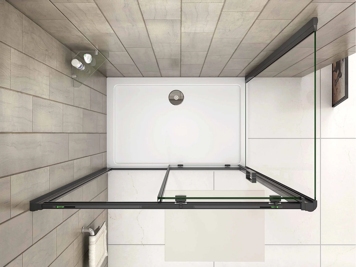 Douchecabine met Zachte Deurschokdemper in 8mm Kalkwerend Glas – Zwart Mat, 120x80x195cm