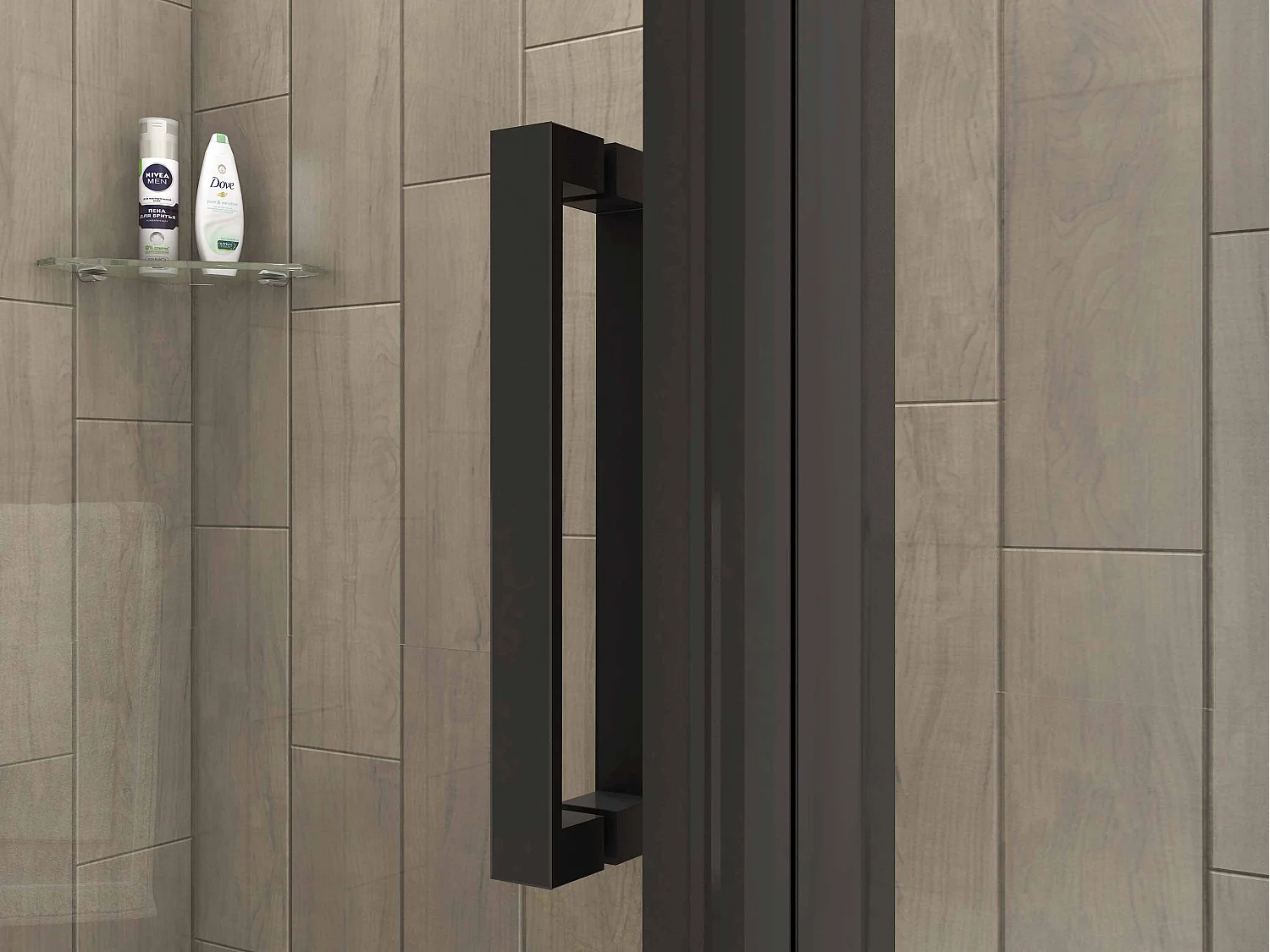 Douchecabine met Zachte Deurschokdemper in 8mm Kalkwerend Glas – Zwart Mat, 110x90x195cm