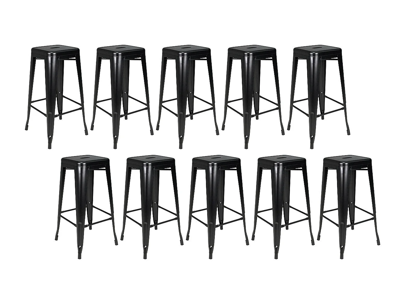Set di 10 sgabelli bar cucina industriali in metallo, sgabelli impilabili - Maggie
