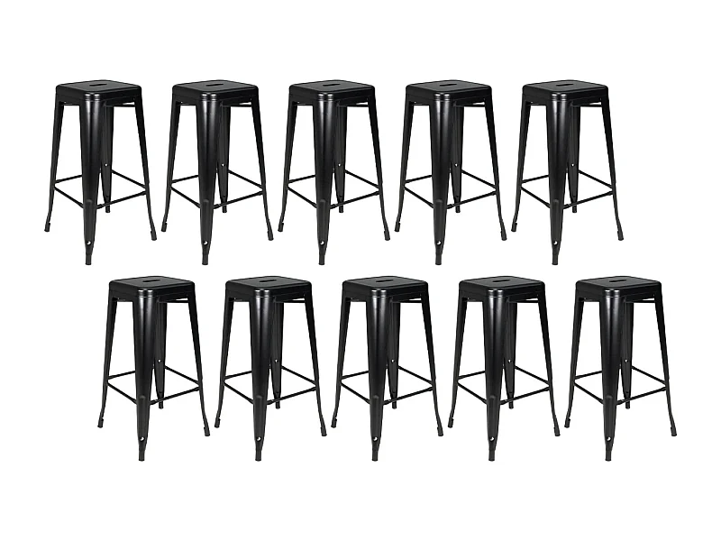 Set di 10 sgabelli bar cucina industriali in metallo, sgabelli impilabili - Maggie