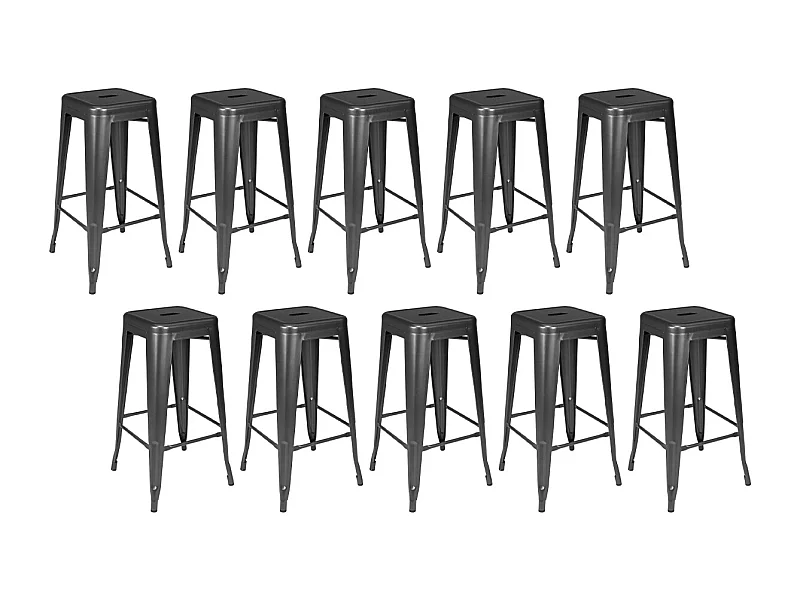 Set di 10 sgabelli bar cucina industriali in metallo, sgabelli impilabili - Maggie