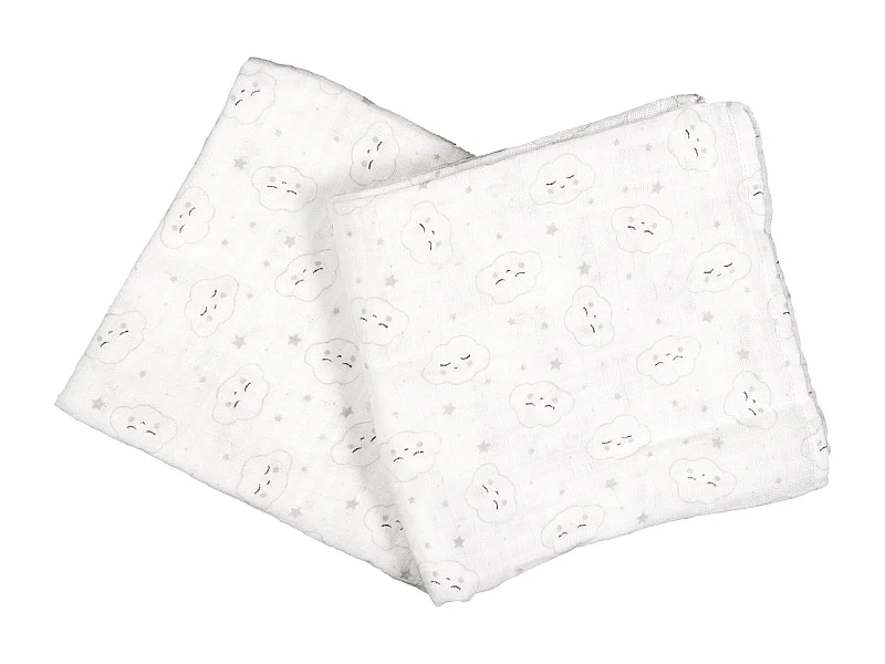 Lot de 2 langes bébé en coton 70x70 cm, doux et polyvalents pour change et emmaillotage