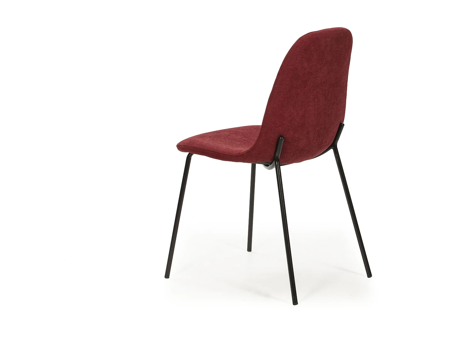 Conjunto de 4 cadeiras de tecido vermelho com pés de metal