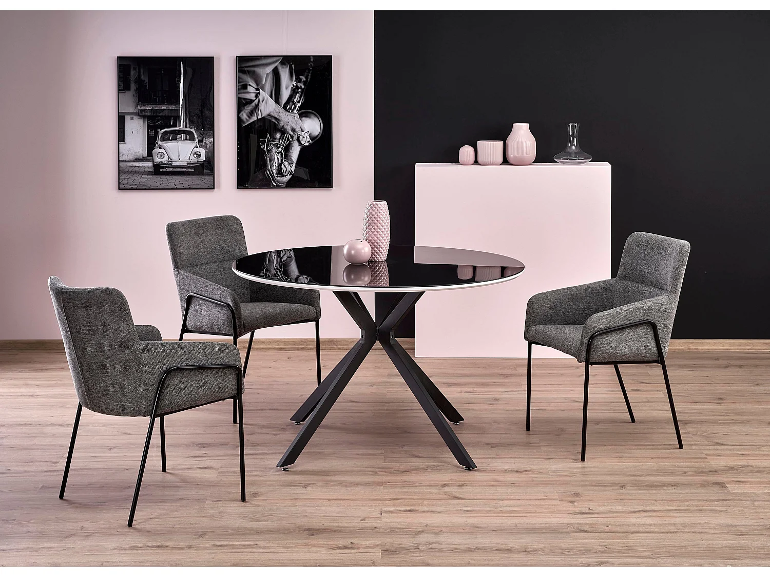 Table ronde en chêne pour 4 personnes 120x76 cm