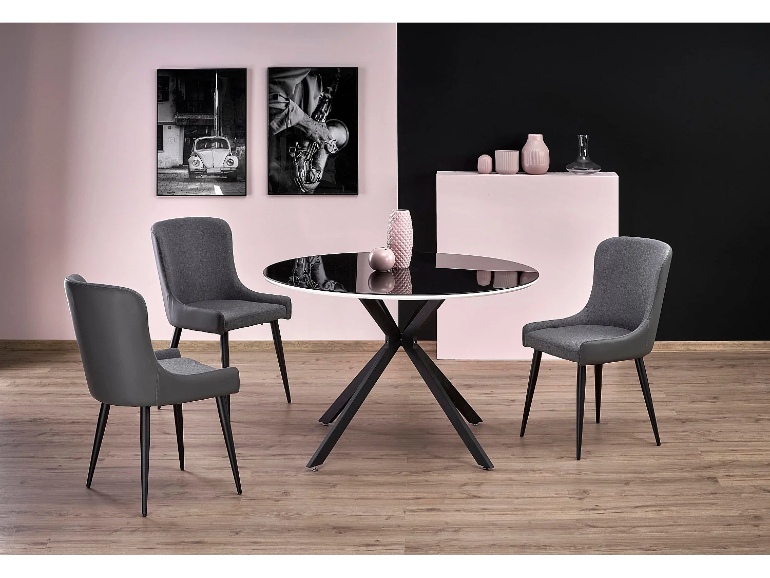 Table ronde en chêne pour 4 personnes 120x76 cm