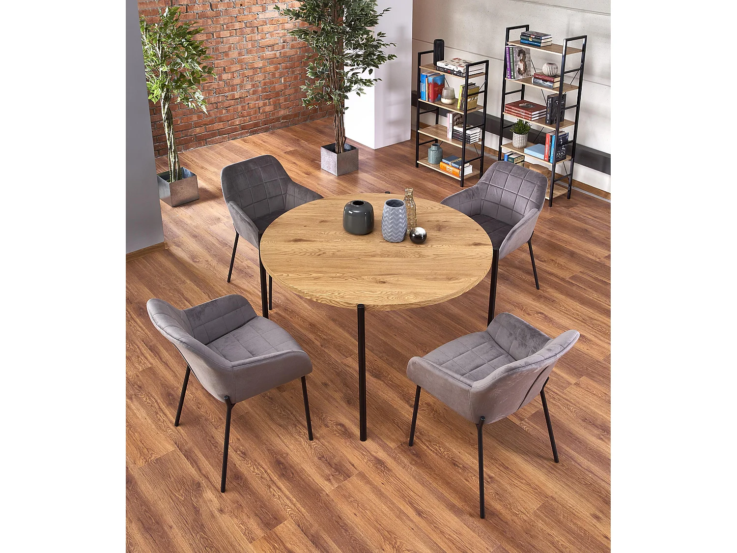 Table ronde en chêne pour 4 personnes 120x76 cm