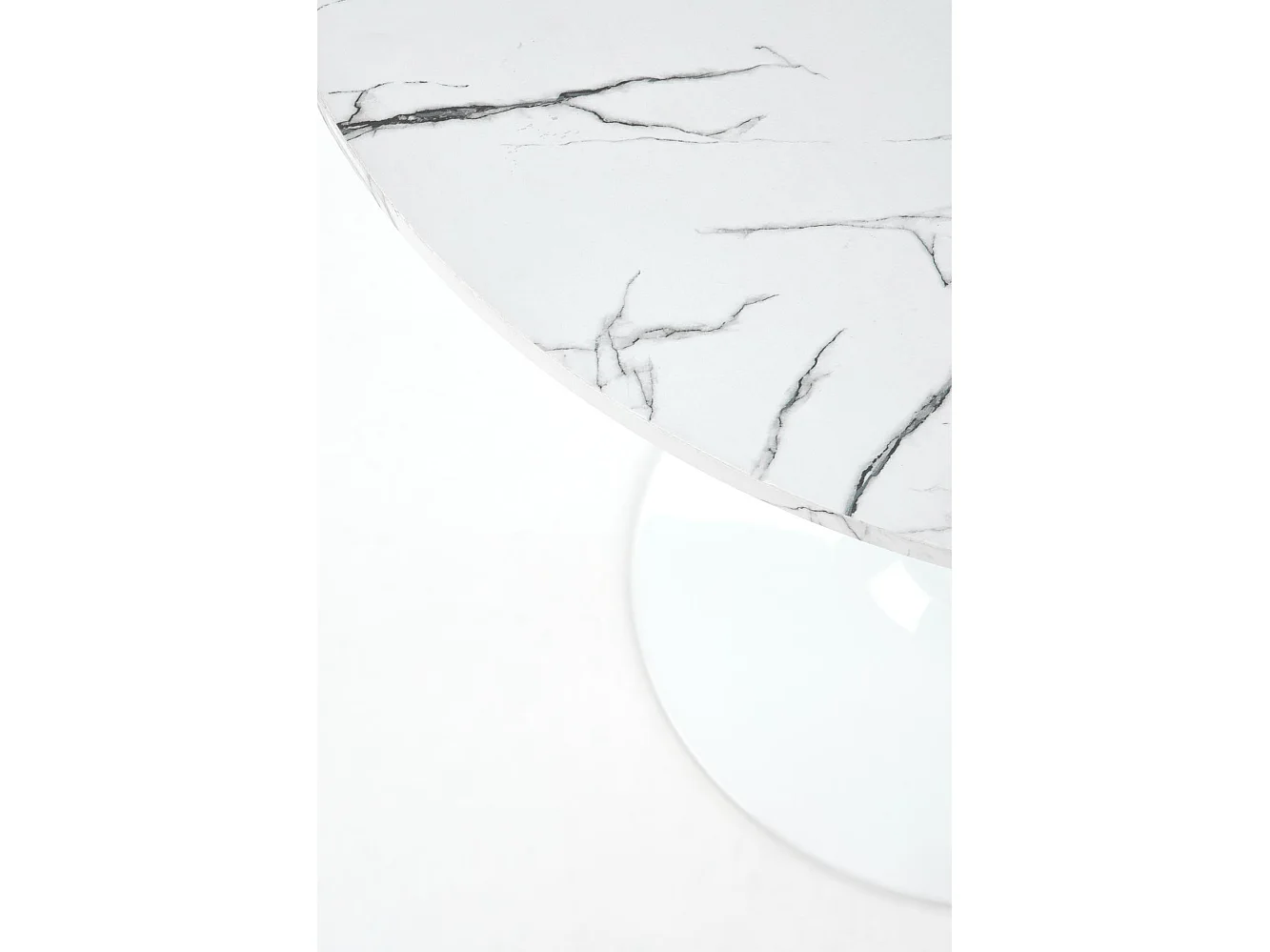 Table ronde effet marbre avec piètement en acier blanc Ø80x73 cm