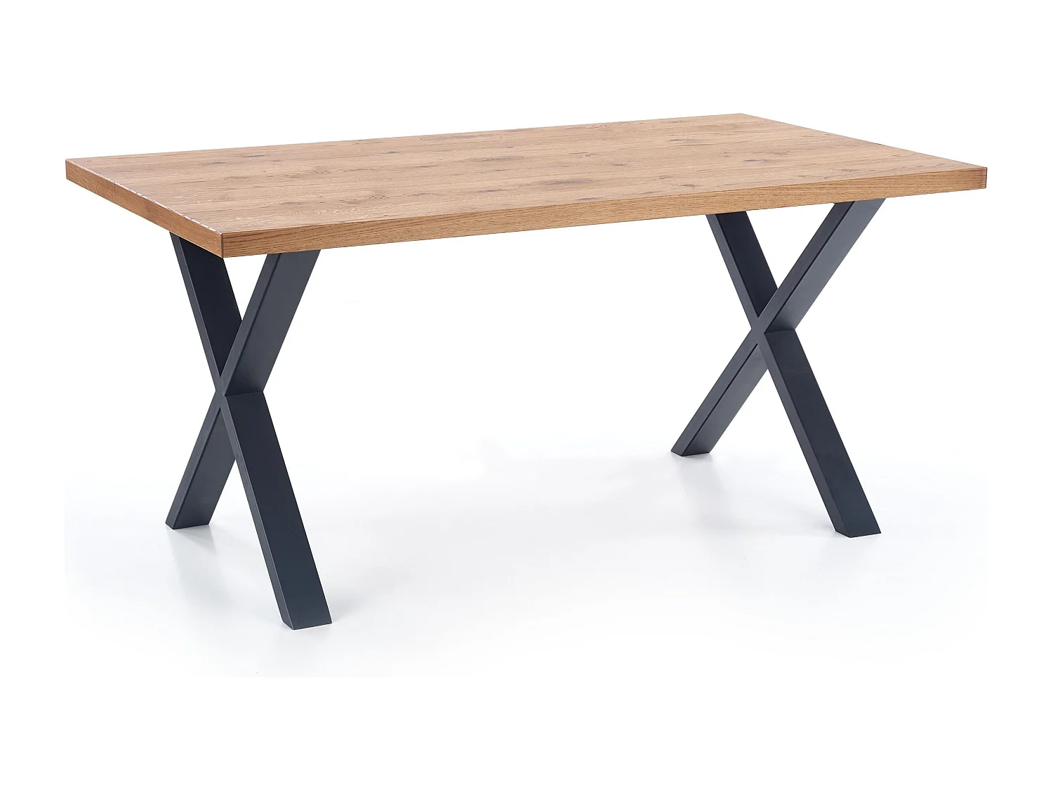 Table extensible placage chêne pieds acier noir 160/250×90 cm