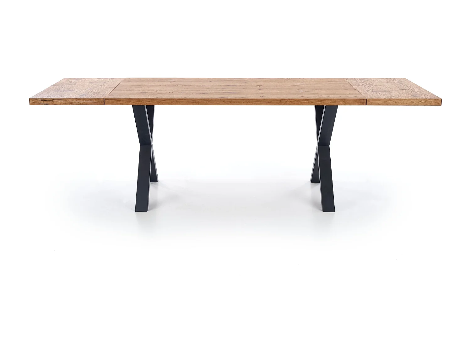 Table extensible placage chêne pieds acier noir 160/250×90 cm