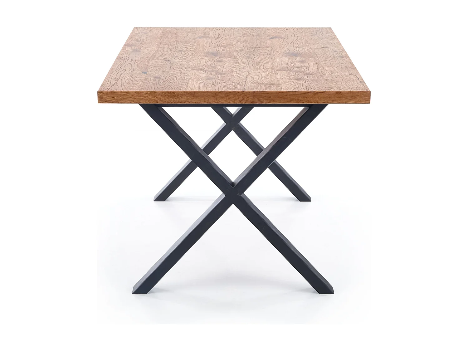 Table extensible placage chêne pieds acier noir 160/250×90 cm