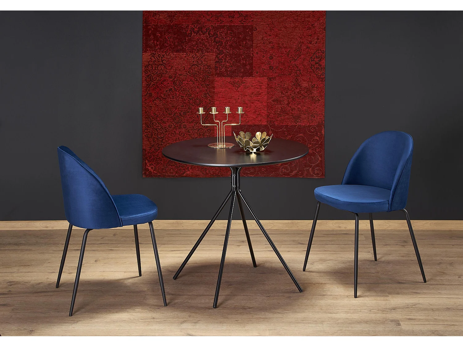 Table ronde en MDF laqué et piètement en métal Ø 80 cm