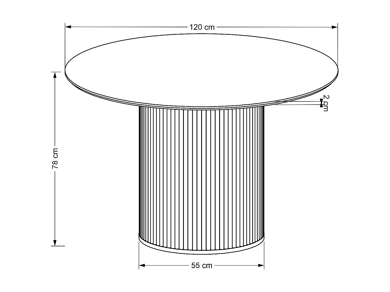 Table ronde en chêne pour 4 personnes 120x78 cm