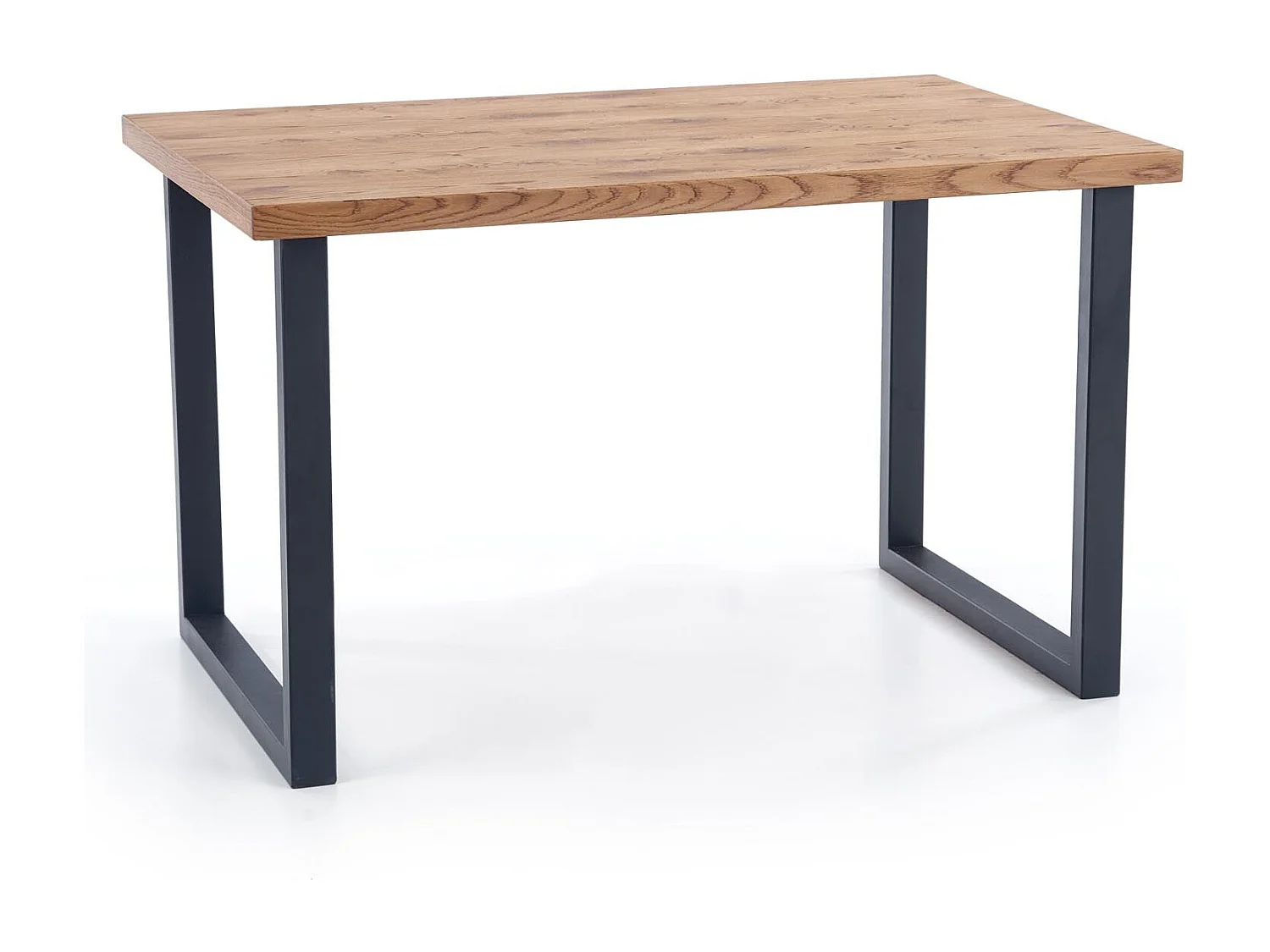 Table extensible placage chêne pieds acier noir 126/206×80 cm