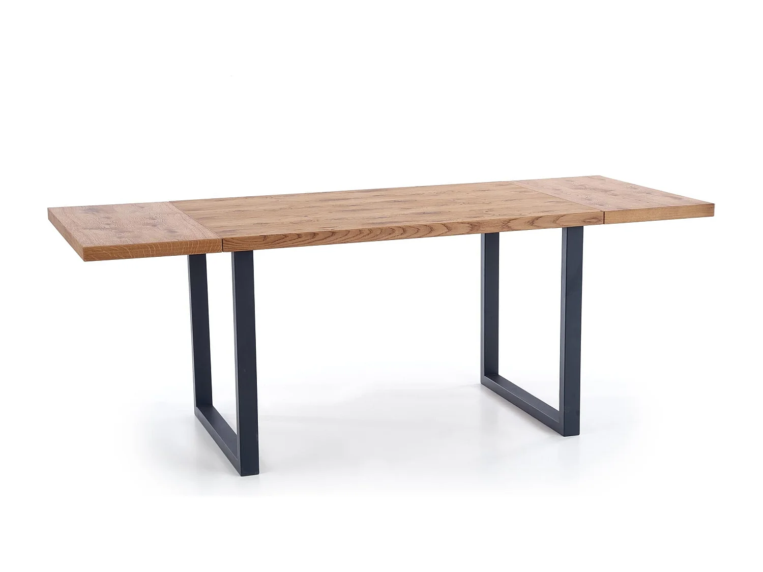 Table extensible placage chêne pieds acier noir 126/206×80 cm