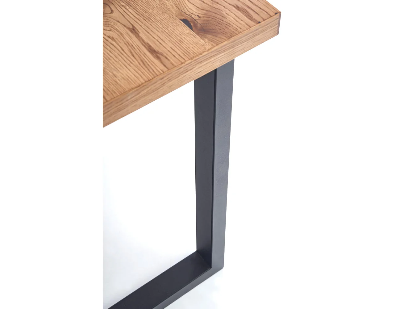 Table extensible placage chêne pieds acier noir 126/206×80 cm