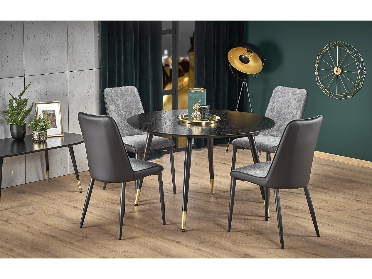 Table ronde pour 4 personnes noire 120x75 cm