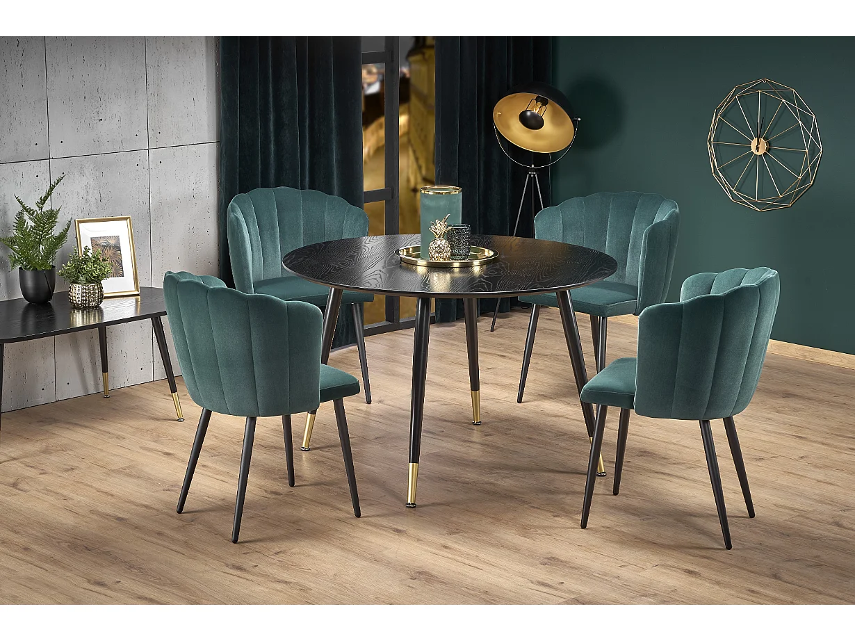 Table ronde pour 4 personnes noire 120x75 cm