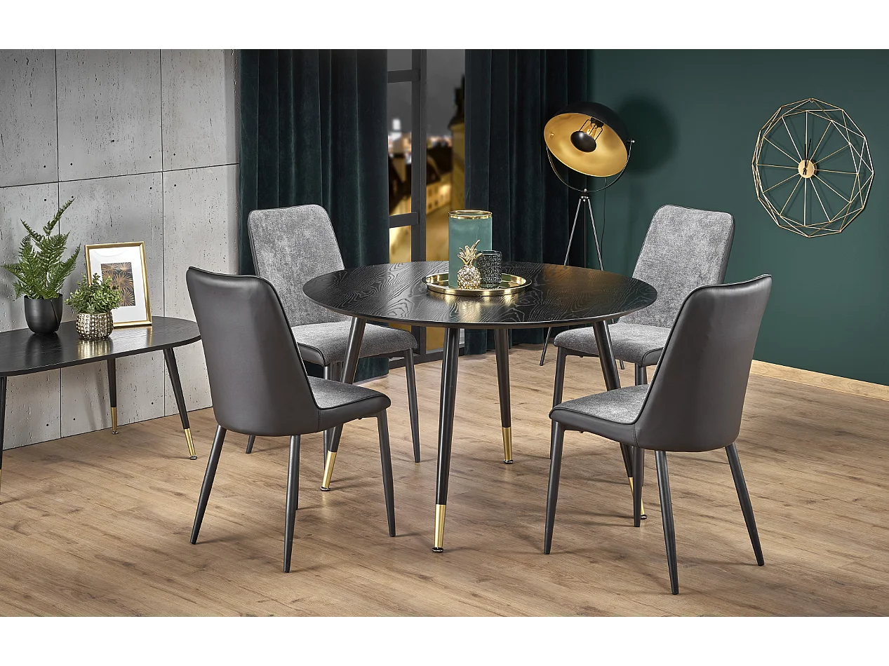 Table ronde pour 4 personnes noire 120x75 cm
