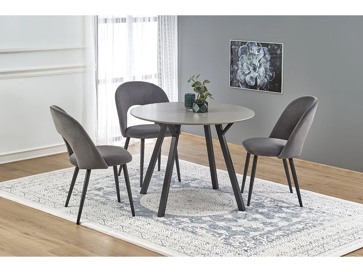 Table ronde pour 4 personnes grise 100x74 cm