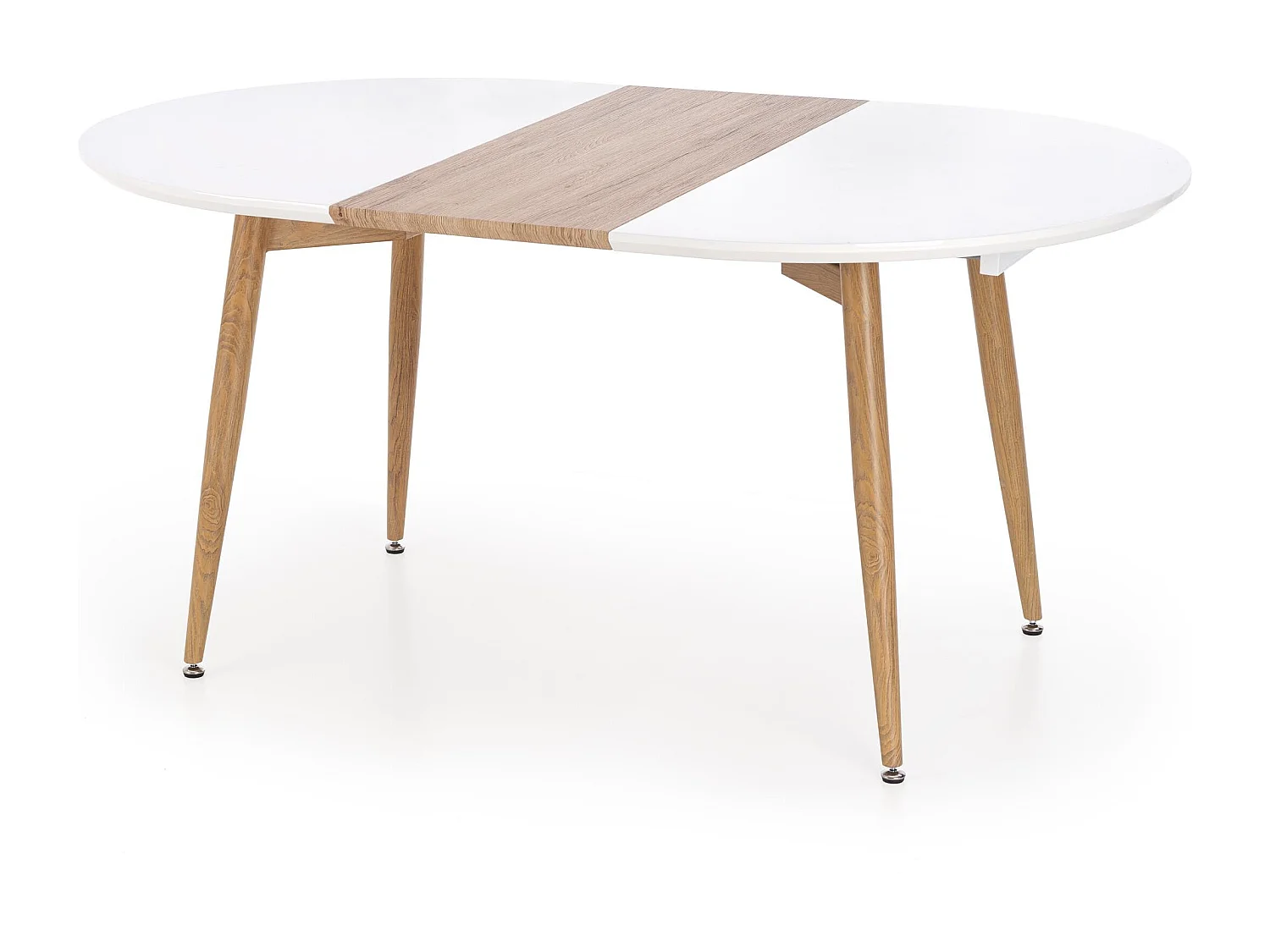 Table extensible en bois MDF laqué blanc pieds en bois 160/200x90 cm