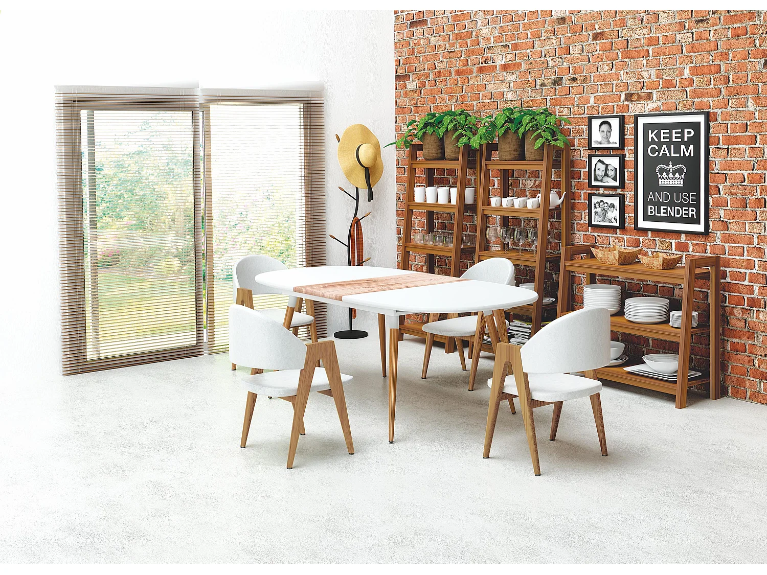 Table extensible en bois MDF laqué blanc pieds en bois 160/200x90 cm