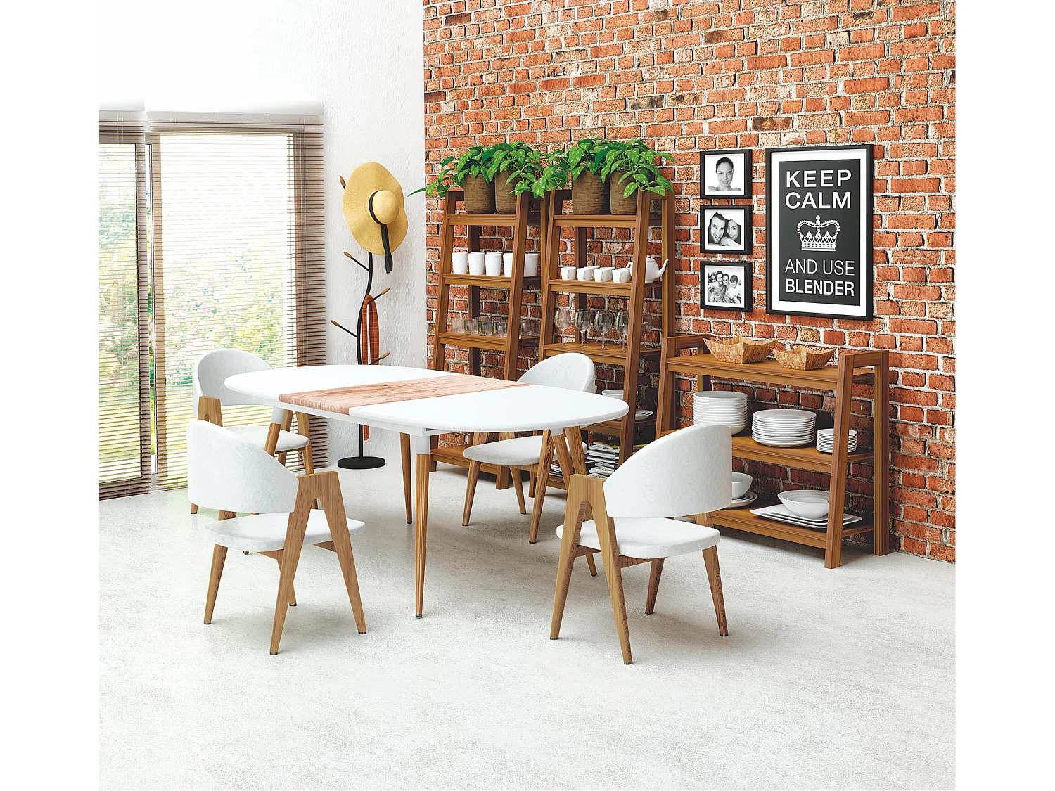 Table extensible en bois MDF laqué blanc pieds en bois 160/200x90 cm