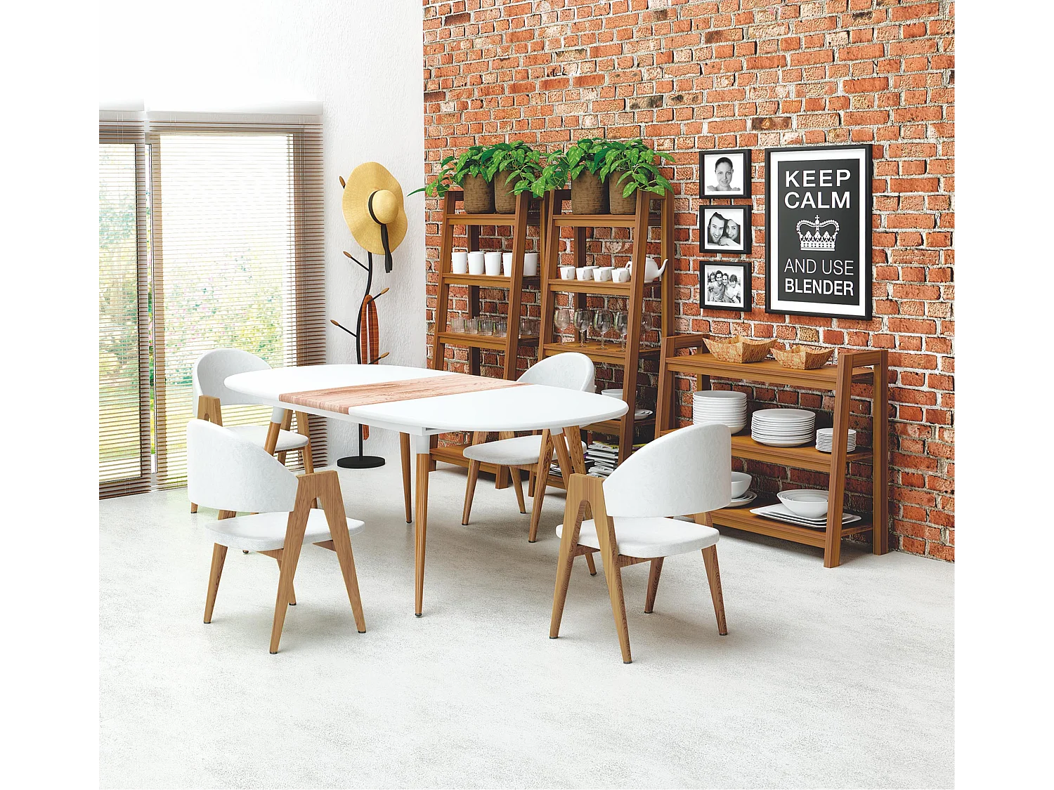 Table extensible en bois MDF laqué blanc pieds en bois 160/200x90 cm