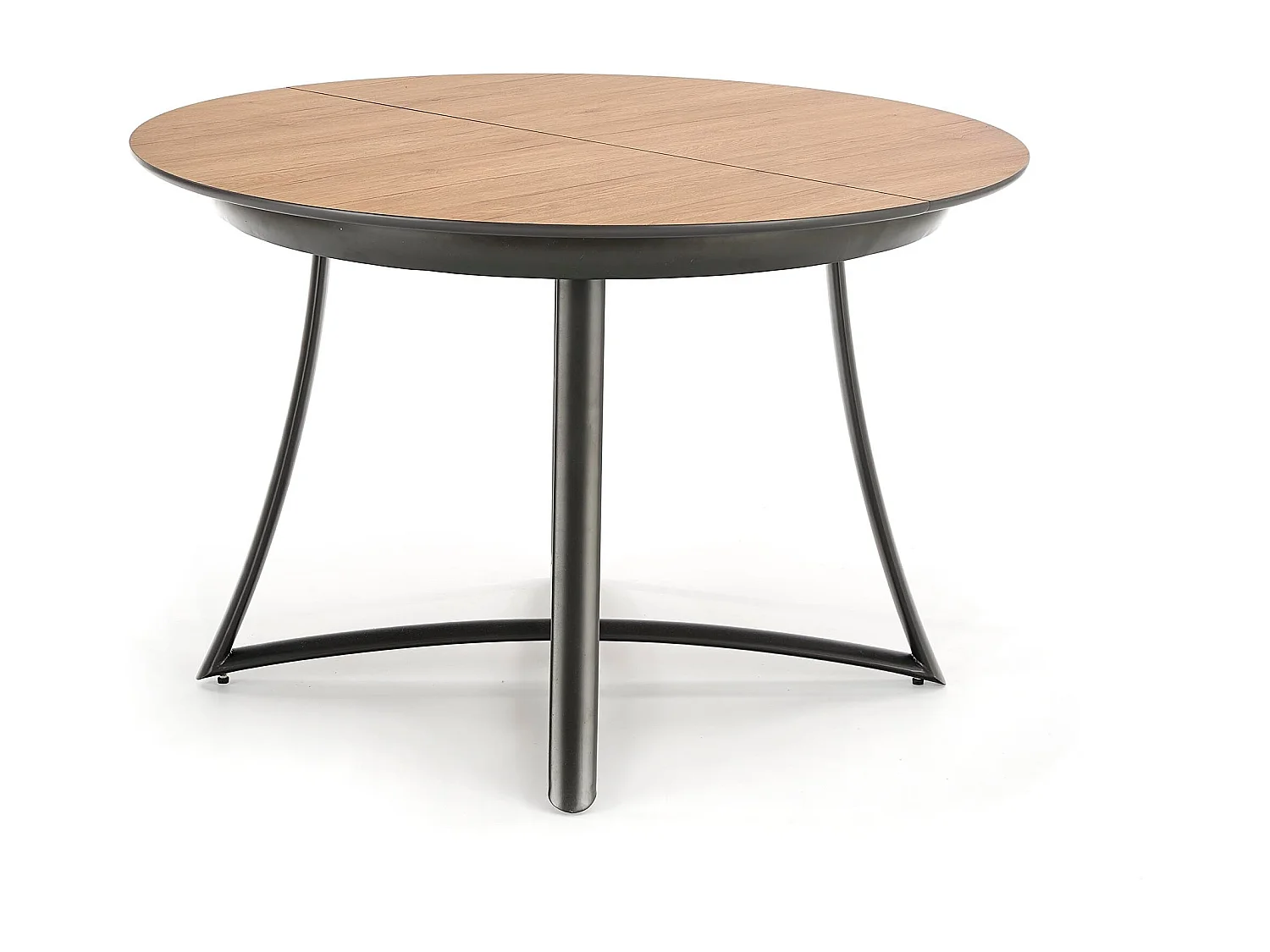 Table ronde extensible chêne pieds acier noir Ø118/148 cm