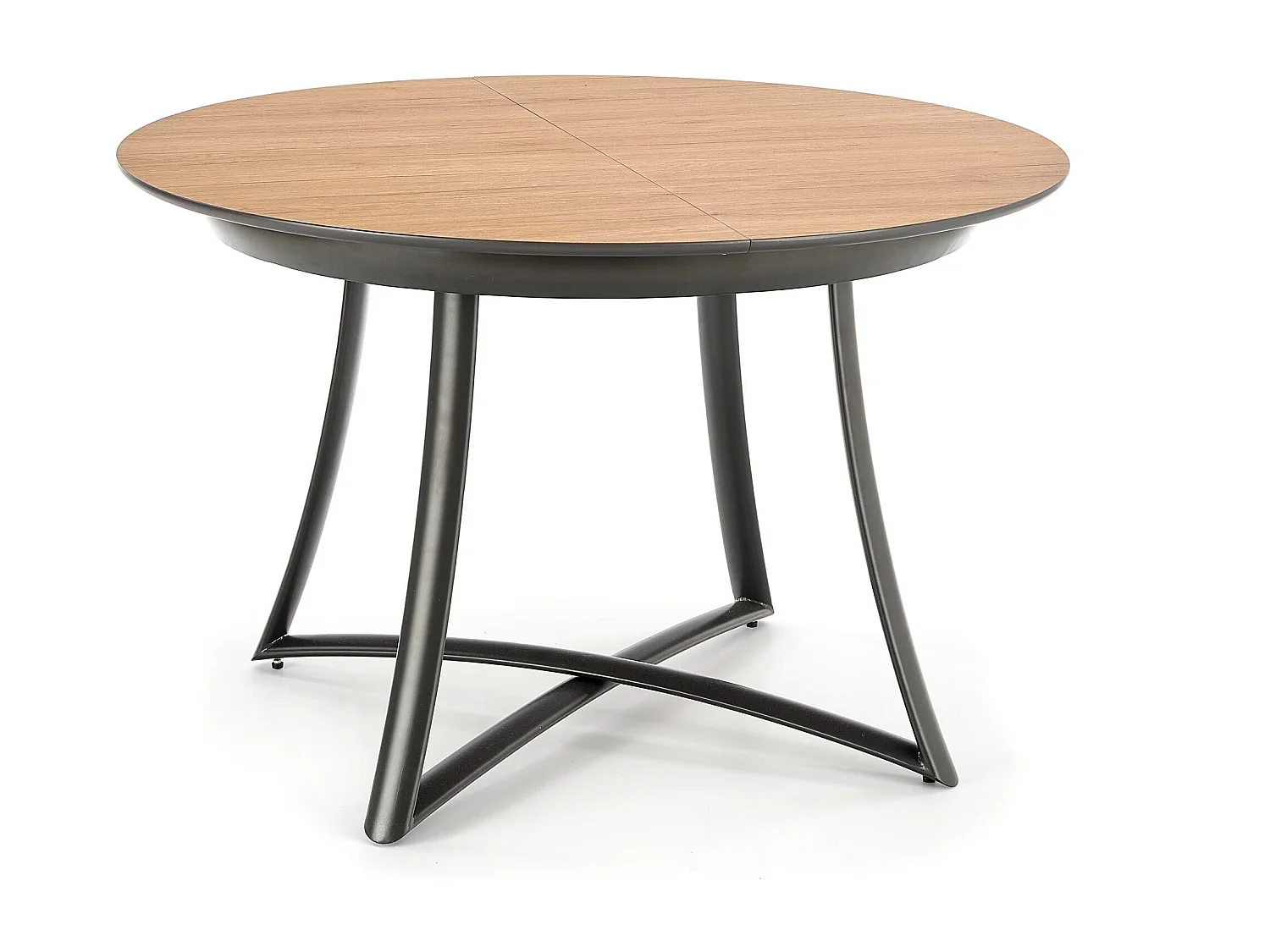 Table ronde extensible chêne pieds acier noir Ø118/148 cm