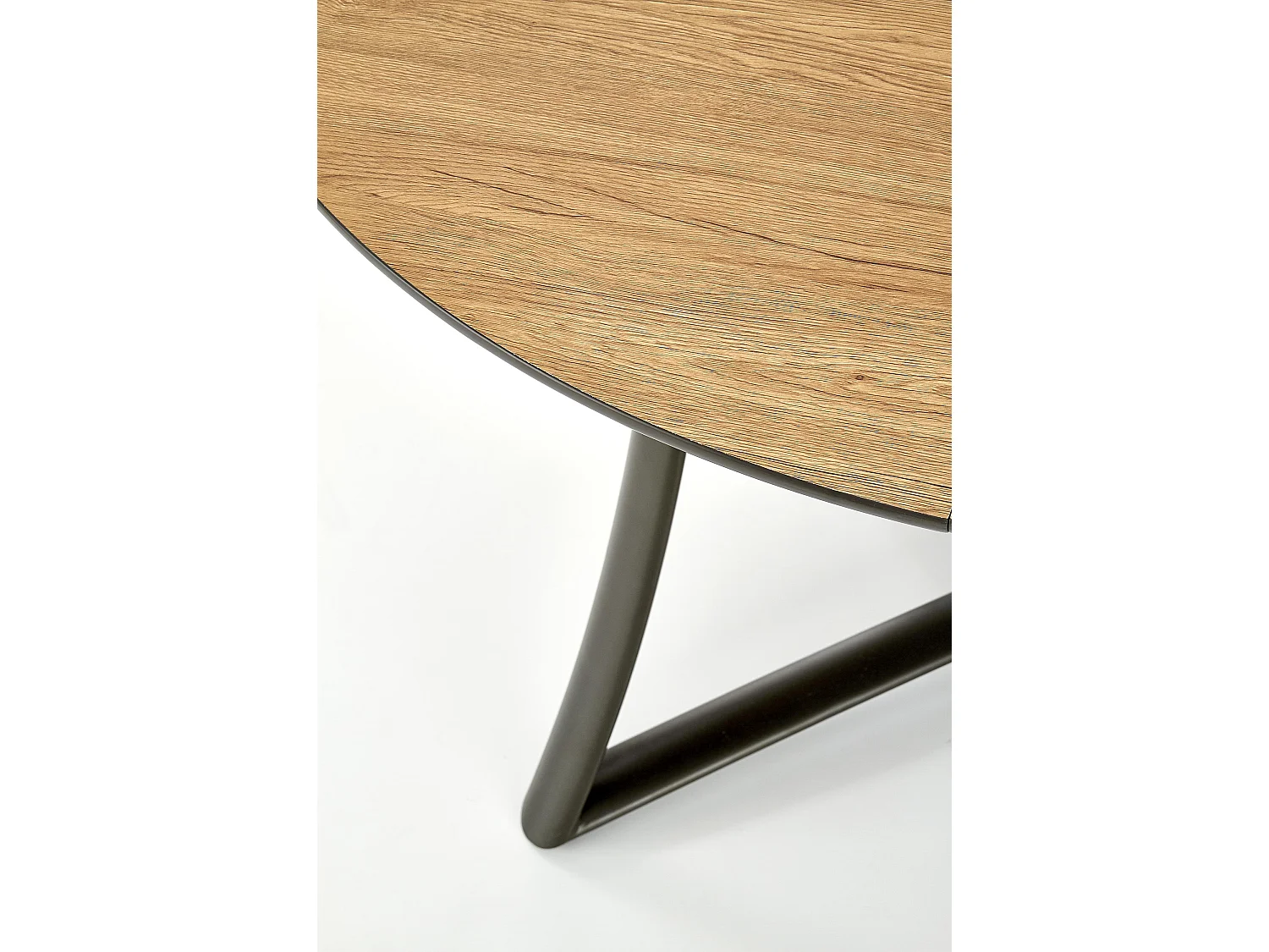 Table ronde extensible chêne pieds acier noir Ø118/148 cm