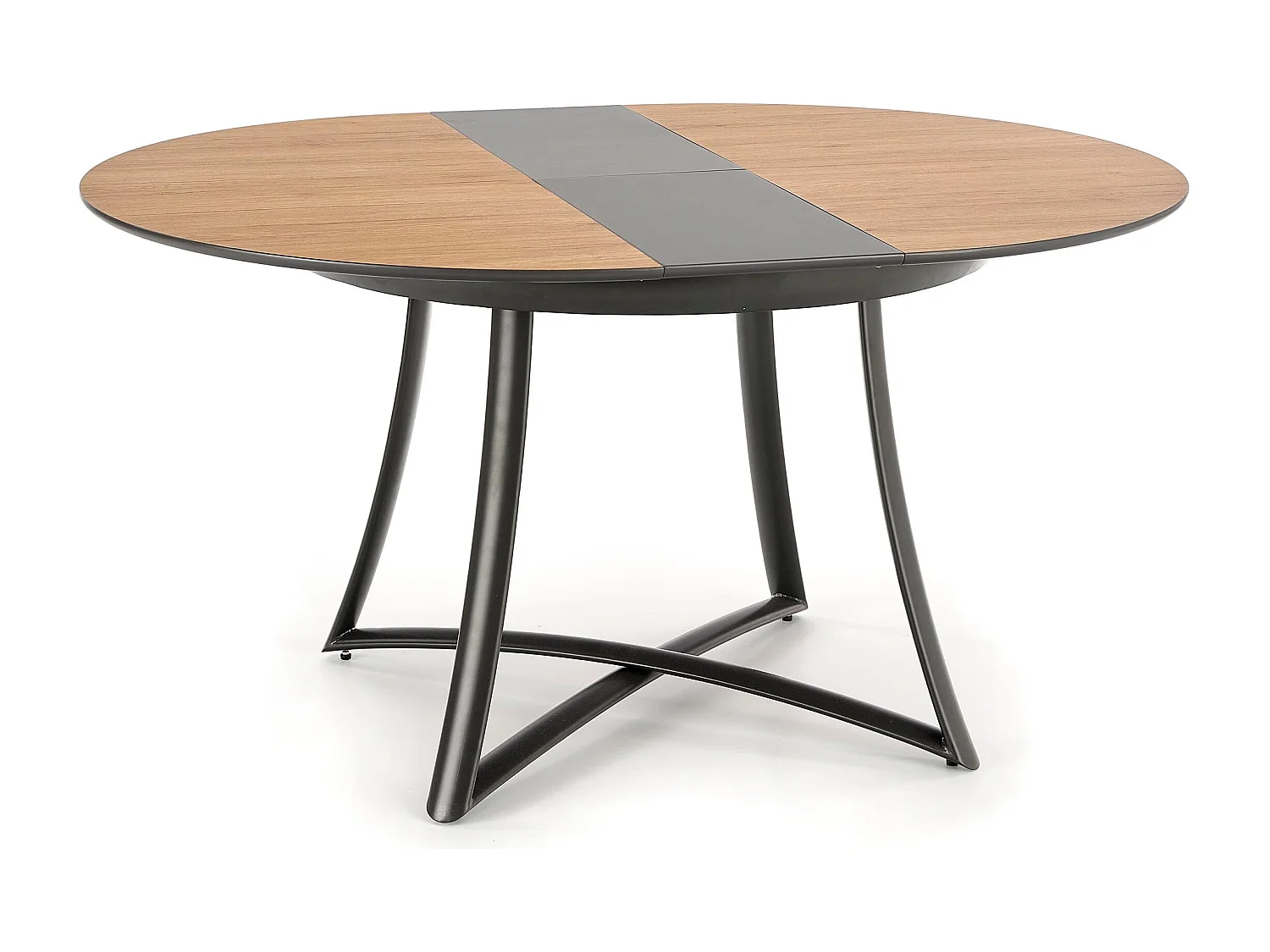 Table ronde extensible chêne pieds acier noir Ø118/148 cm